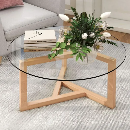Round tempered glass table top